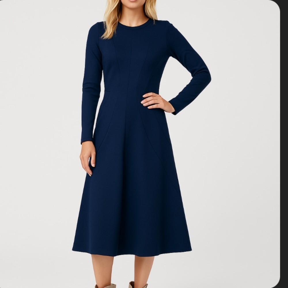 Jil sander navy long sleeve formal dress evening designer Holiday classic $650